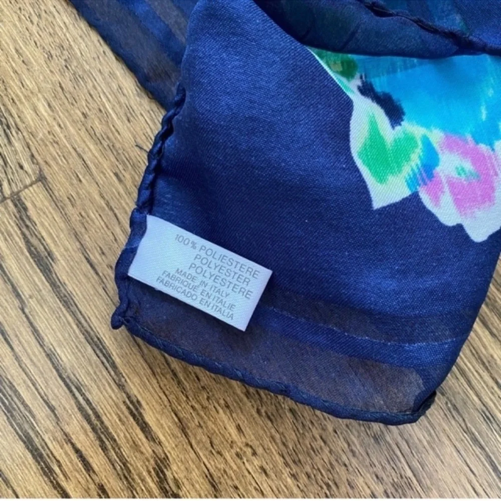 Anthropologie Blue Whimsical Floral Scarf